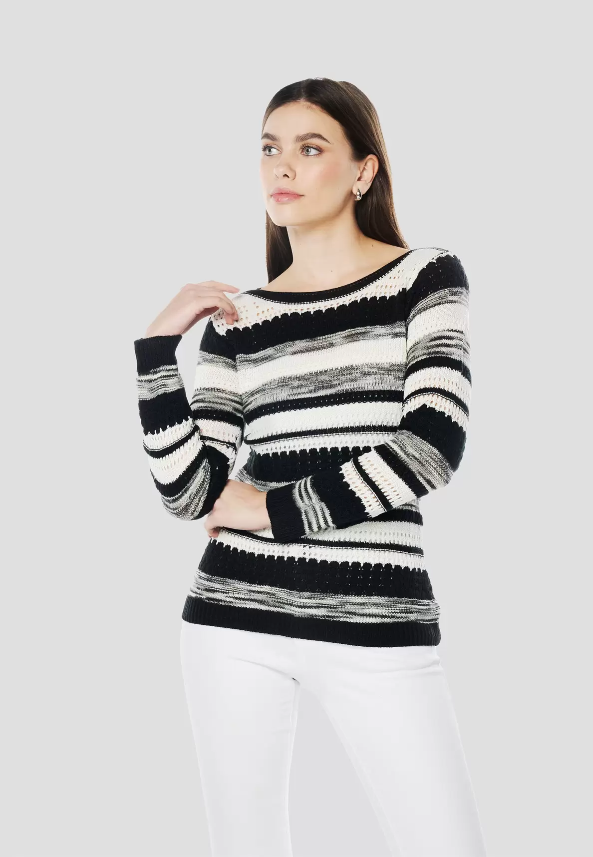 Women's pointelle tricot knit sweater