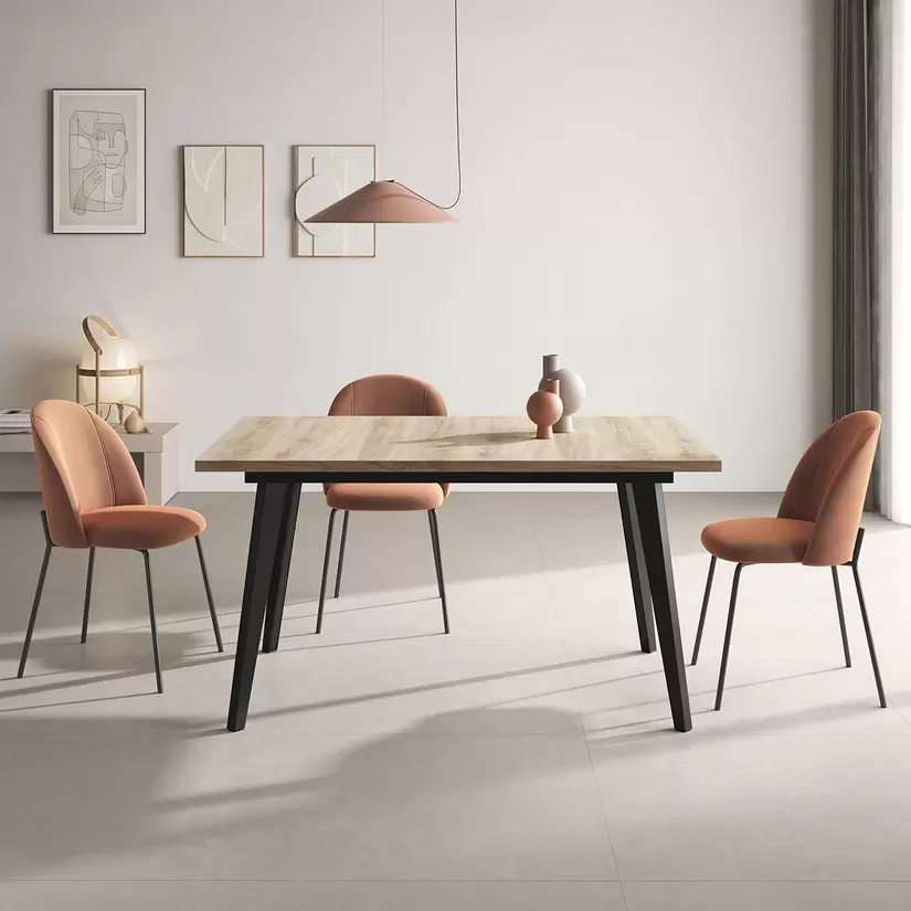 Mesa extensible con patas metálicas inclinadas 120(171)x90cm y 140(191)x90cm