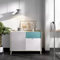 Aparador Esme 2 puertas y 2 cajones Natural/Esmeralda