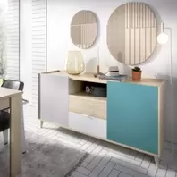 Aparador Thor 2 puertas 2 cajones Natural/Esmeralda