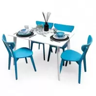 Conjunto de Comedor Nórdico WENDOVER – Mesa Blanca de 120x70 cm y 4 Sillas...