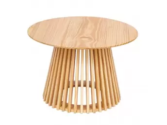 Mesa de centro redonda de madera natural 70 cm
