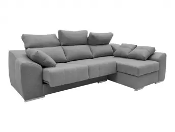 Chaise longue derecho con asientos deslizantes tapizado gris