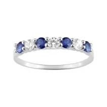 Anillo de plata rodiada y circonitas azul y blanca