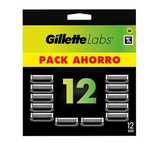 Gillette Labs 12 Refills for Razors, Men's Razor Blades with 5 Blades and Lubricating Band, Compatible with All GilletteLabs Razors