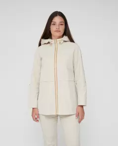 Parka Con Capucha Y Detalle De Cadena Beige