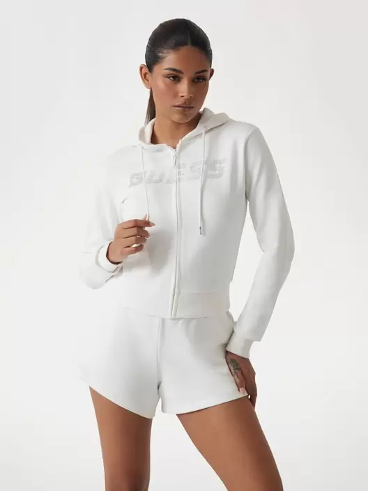 Sudadera con capucha con logotipo de strass