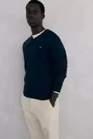 Jersey cuello pico lana merino y cashmere