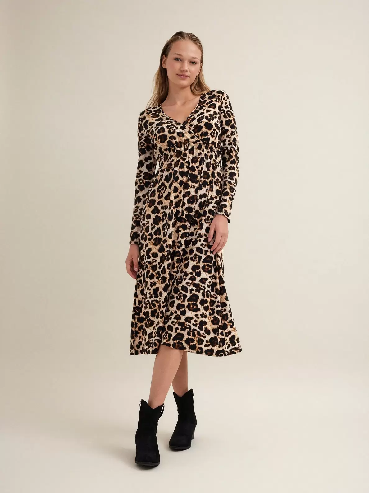 Vestido midi animal print