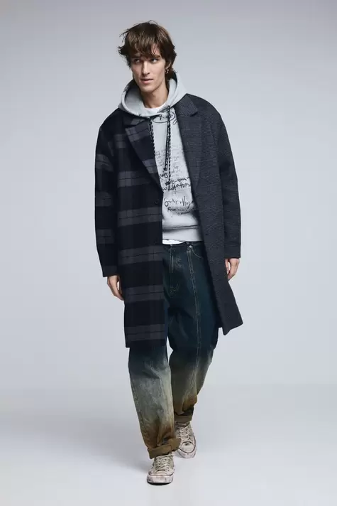 Abrigo lana bimateria cuadros