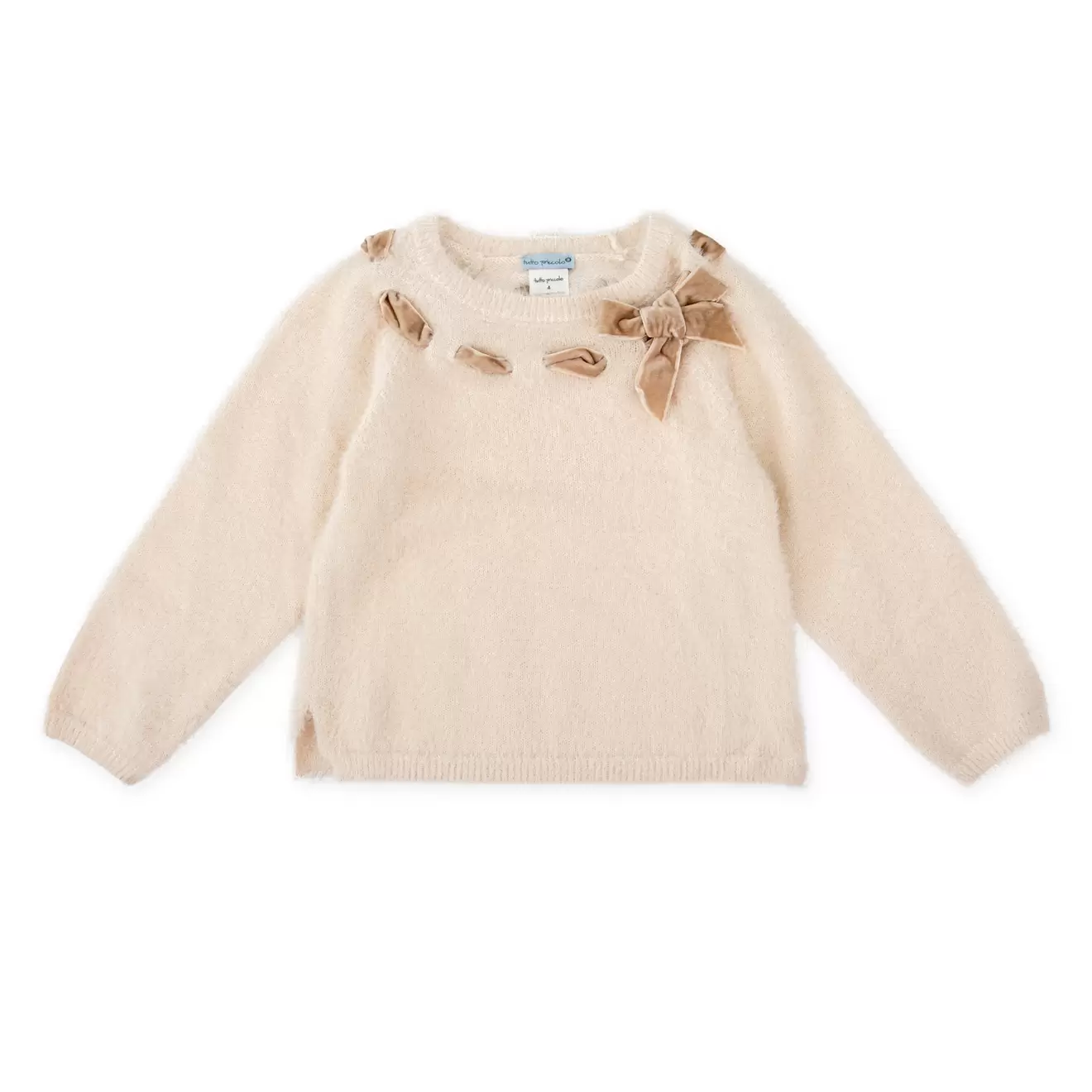 SOFT MOHAIR EFFECT & VELVET BOW SWEATER