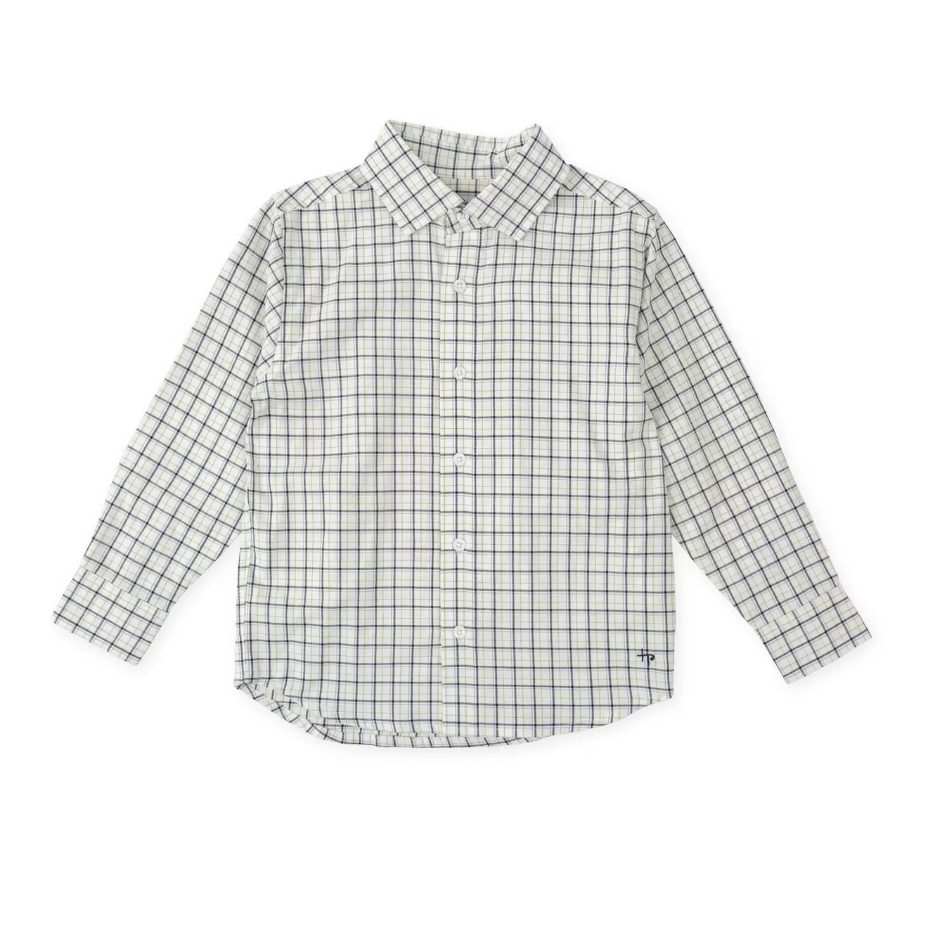 NAVY & GREEN PLAID LONG-SLEEVE SHIRT