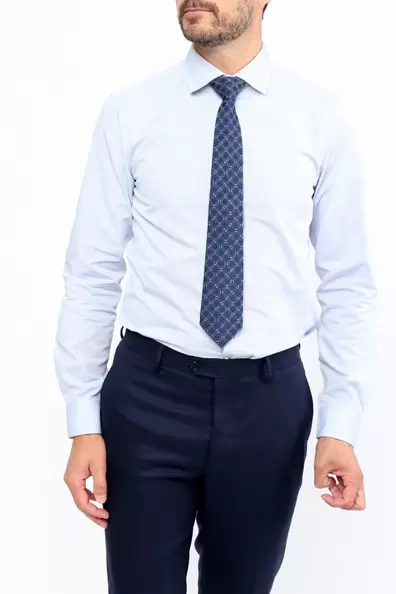 Slim Fit Shirt with Contrasts and Micro-Pattern