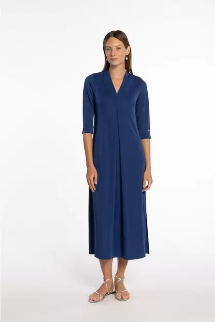 Vestido de punto circular con pliegue central