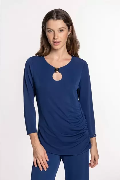 Camiseta de punto circular con aplique metálico