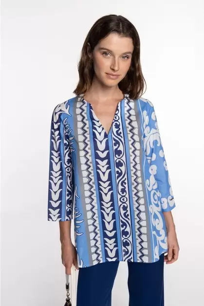 Blusa de voile de algodón estampado
