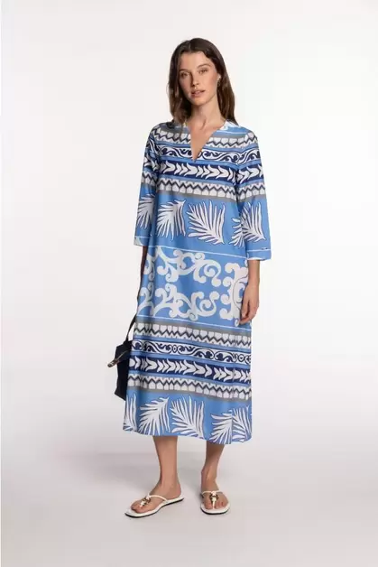 Vestido midi de voile de algodón estampado