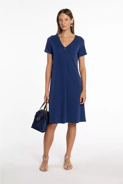 Vestido de punto circular con pliegue central