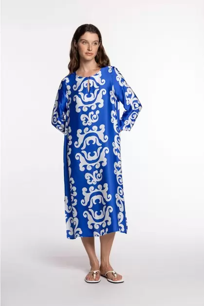 Vestido midi de satén estampado