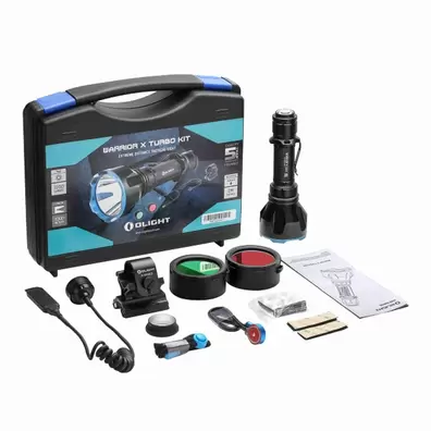 Olight Warrior x Turbo Kit (Potente Recargable Linterna Táctica para caza)