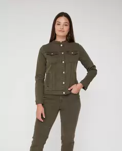 Cazadora Cuello Mao Con Bordado Caqui