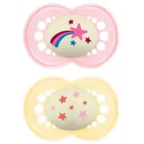 MAM Chupete Original Night Rosa Brillante +6m 2 uds