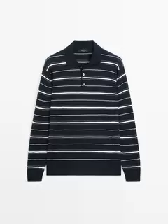 Jersey polo punto rayas mezcla algodón