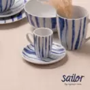 Juego de 6 tazas de café con soporte SAILOR