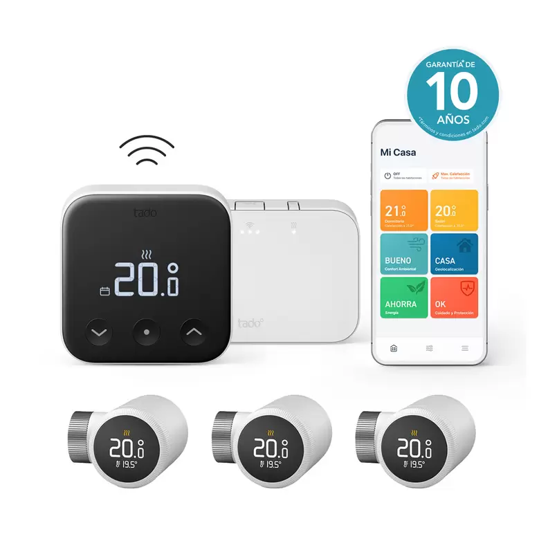 Kit Termostato inteligente inalámbrico Tadoº X con 3 cabezales