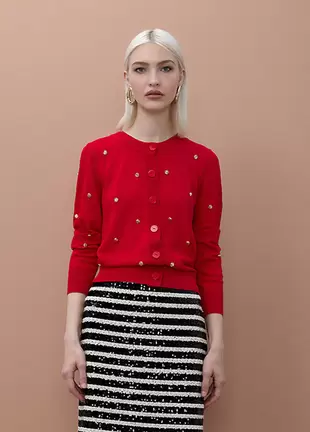 Cardigan with Irregular Studs