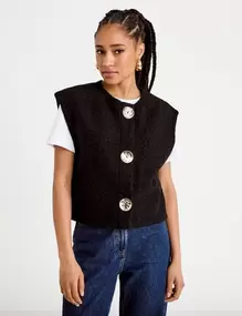 Gilet sans manches effet polaire noir femme