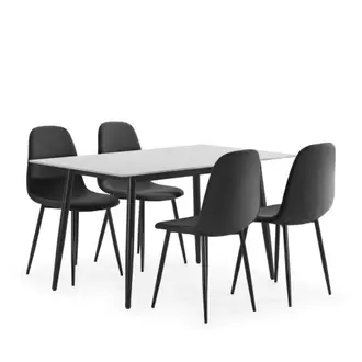 Conjunto de Comedor con Mesa de Cerámica y 4 Sillas Tapizadas FIORDO
