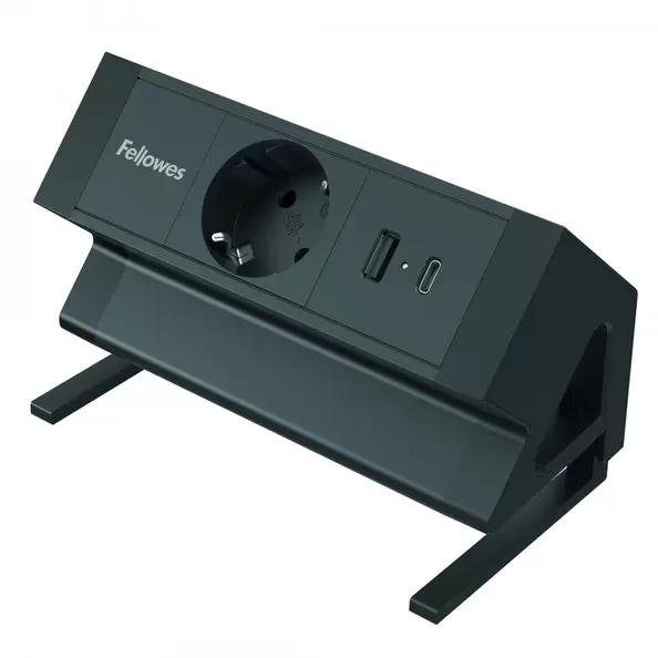 REGLETA DE SOBREMESA DE 1 TOMA CON USB-C Y A NEGRO