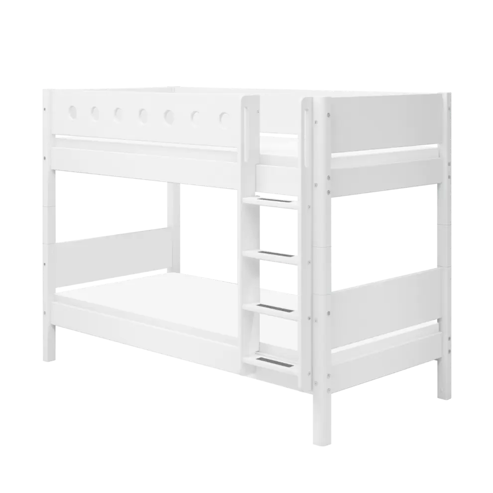 Litera 154 cm con escalera y barrera de seguridad, 90x200 cm, Blanco
