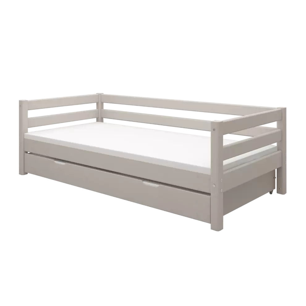 Cama individual con cama nido, 90x200 cm, Gris