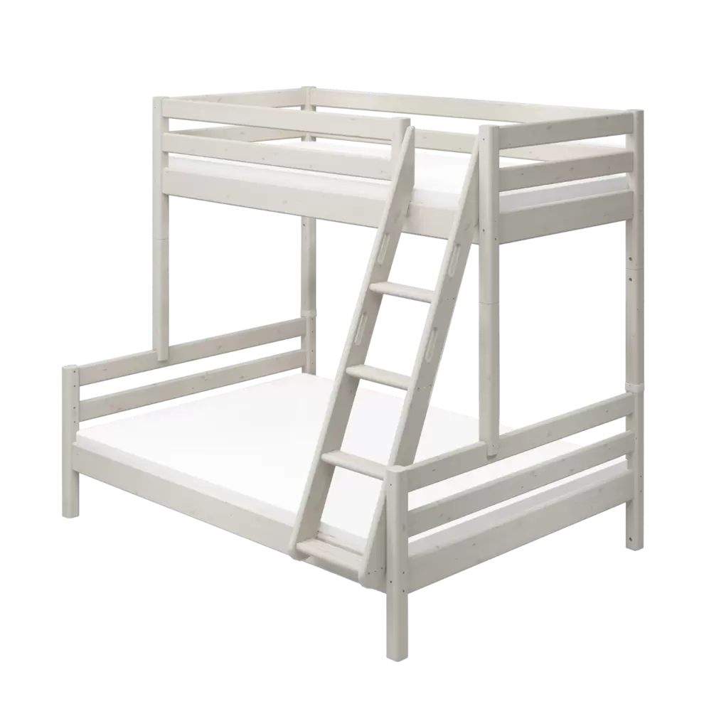 Family Litera 184 cm con escalera y barrera de seguridad, 90/140x200 cm, Blanco