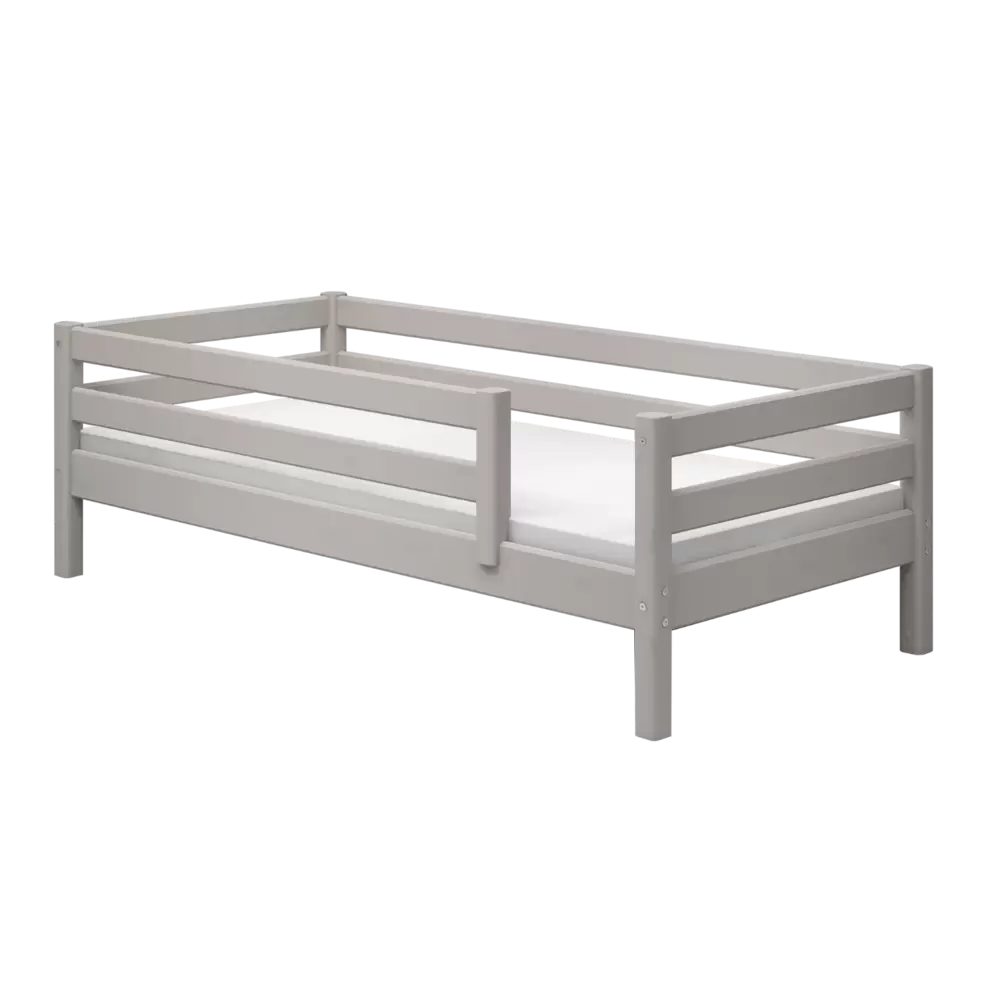 Cama individual con barrera de seguridad, 90x200 cm, Gris