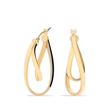 Pendientes aro doble rectangulares grandes oro 18 quilates HYPERBOLA