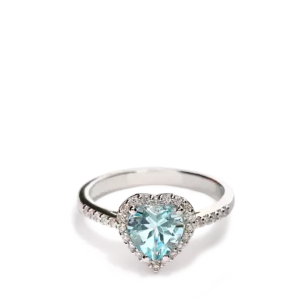 Anillo diamante natural 0.18 ct. oro 18 quilates LOVE AQUAMARINE