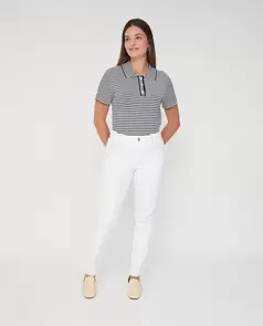 Pantalon Detalle Cadeneta En Hilo Metalico Blanco