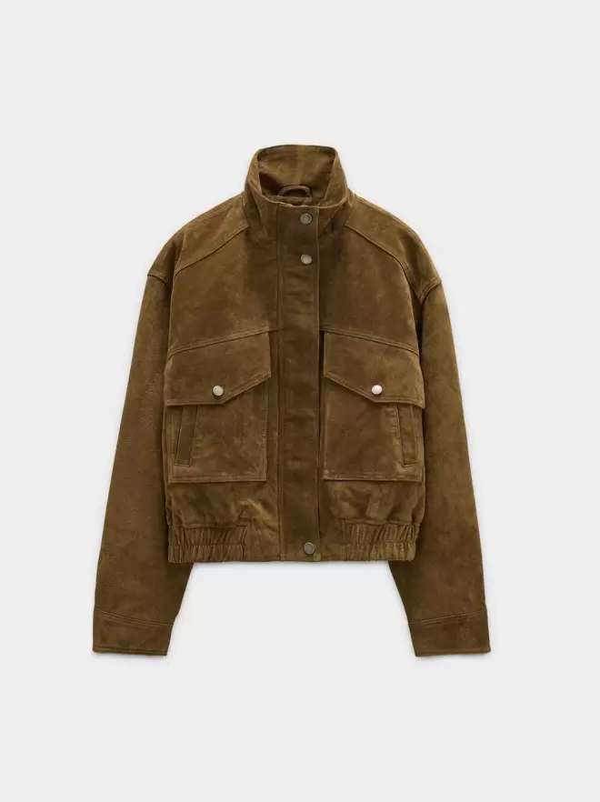 Chaqueta de piel con bolsillos