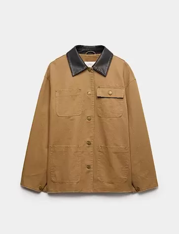 Chaqueta 100 % algodón de piel sintética con cuello