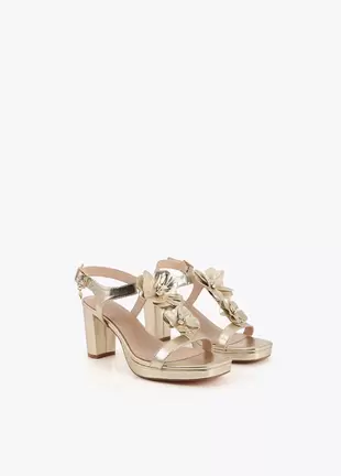 Heeled Sandal with Floral Embellishments