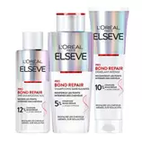 L'Oréal Paris Rutina Regeneradora para Cabello Dañado - Elseve Pro Bond Repair (SOS Pre-champú 200 ml, champú sin sulfato 200 ml y desenredante intenso 150 ml)