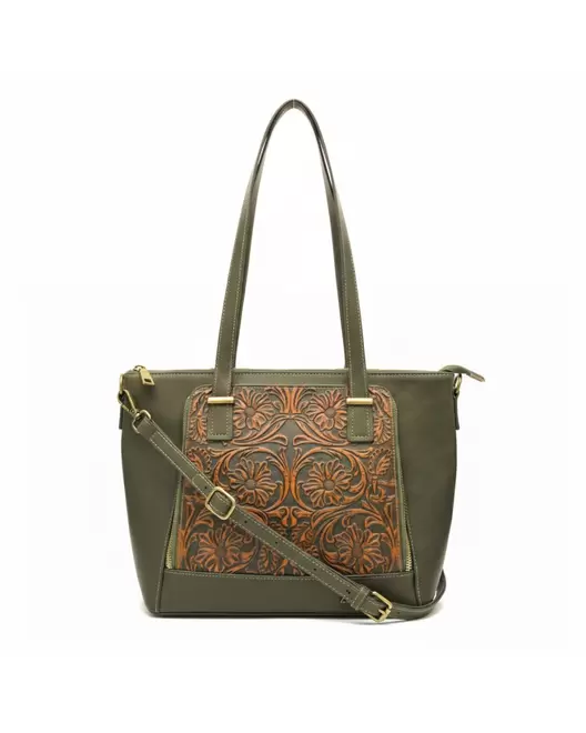 Bolso de piel grabado con...