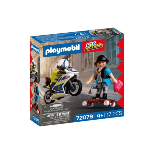 Persecución en moto playmobil