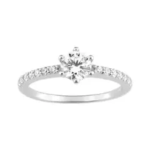 Anillo de plata rodiada centro lados circonita 5MM 12