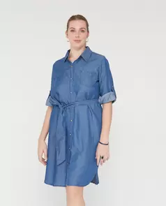 Vestido Camisero Vaquero Azul Medio