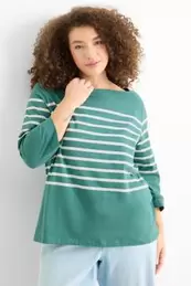 Camiseta de manga larga - regular fit - de rayas