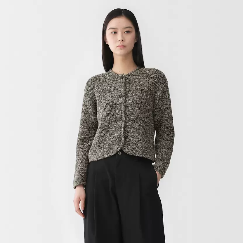 Chaqueta en textura bouclé de mezcla de algodón para mujer